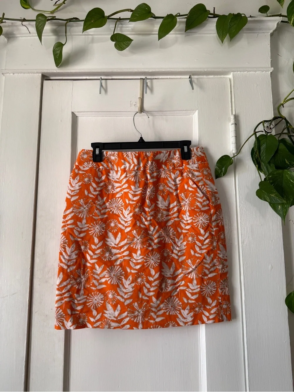Women's Orange Floral A-Line Skirt Rafaella size 10